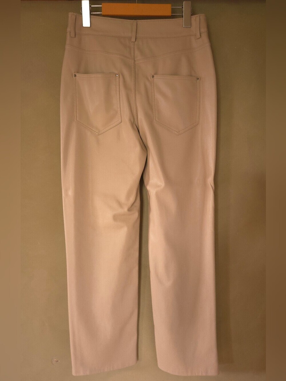 Mexx | Beige Faux Leather Straight Leg Pants, Size 6 - Picture 3 of 10
